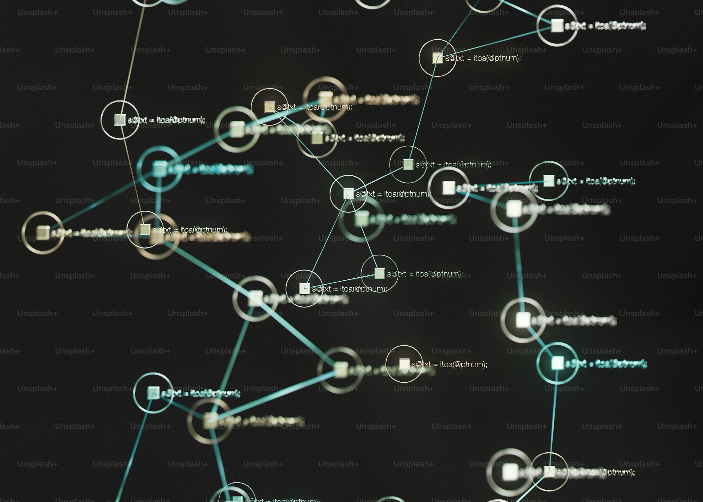 An abstract network of connected nodes